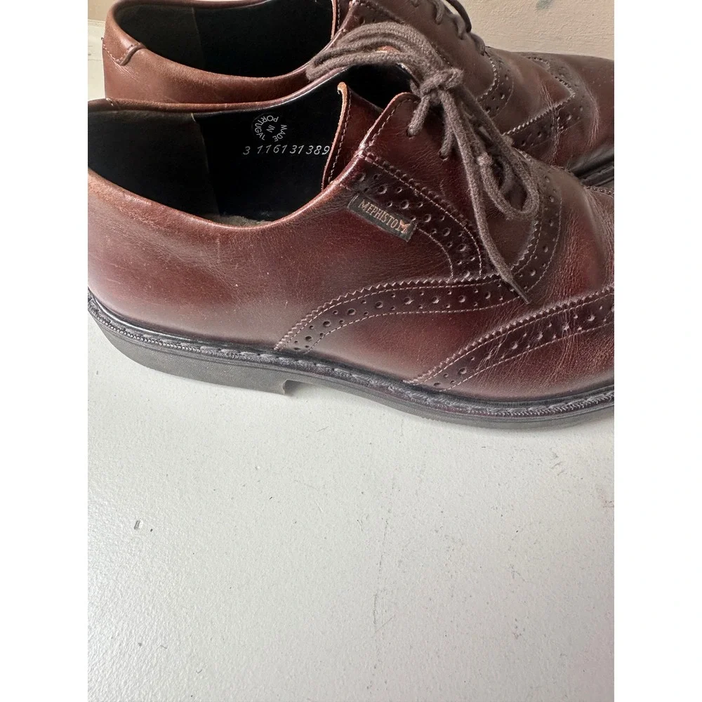 Mephisto Oxford Mens 10 Wingtip Brogue Brown Leather Goodyear Welted Portugal